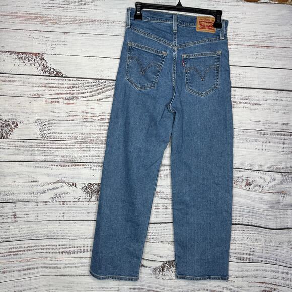 Levi's Ribcage Straight Ankle Jeans - Georgie Wash - Size 26 - Picture 4 of 4